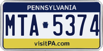 PA license plate MTA5374