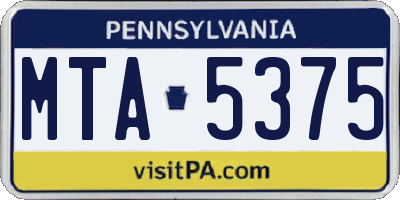 PA license plate MTA5375