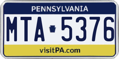 PA license plate MTA5376