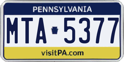 PA license plate MTA5377