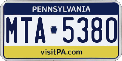 PA license plate MTA5380