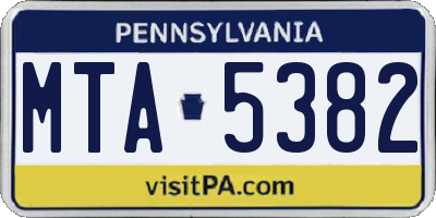 PA license plate MTA5382