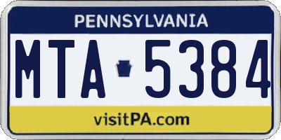 PA license plate MTA5384