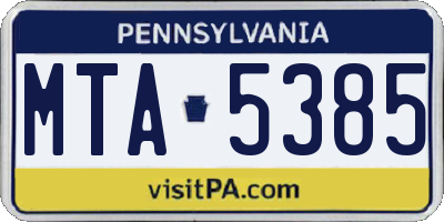 PA license plate MTA5385
