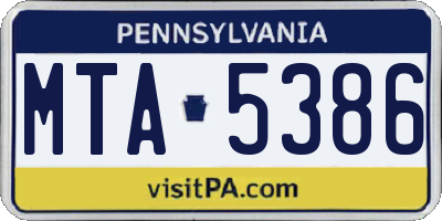 PA license plate MTA5386