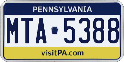 PA license plate MTA5388