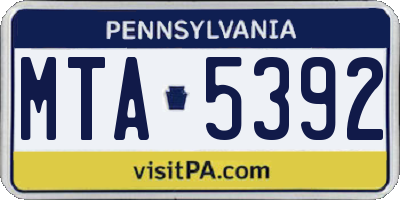 PA license plate MTA5392
