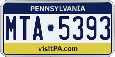 PA license plate MTA5393