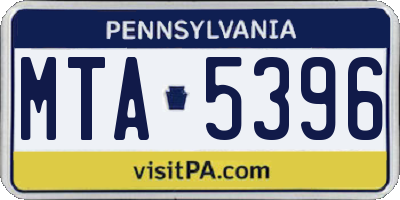PA license plate MTA5396