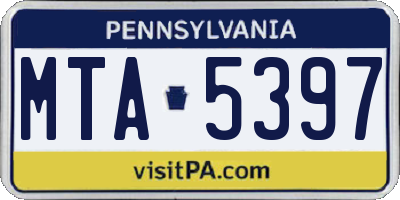 PA license plate MTA5397