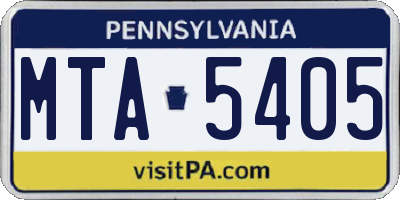 PA license plate MTA5405