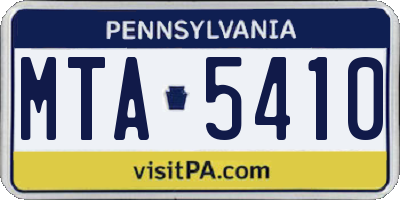 PA license plate MTA5410