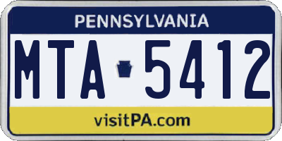 PA license plate MTA5412