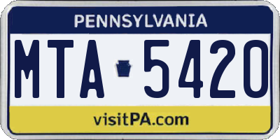 PA license plate MTA5420