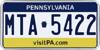 PA license plate MTA5422