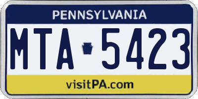 PA license plate MTA5423