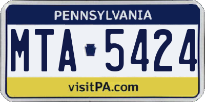 PA license plate MTA5424