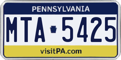 PA license plate MTA5425