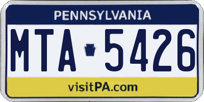 PA license plate MTA5426