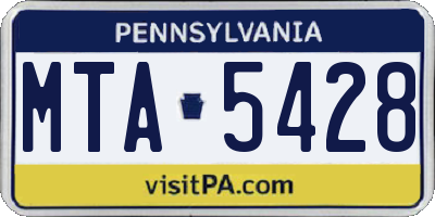 PA license plate MTA5428