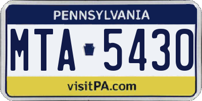 PA license plate MTA5430