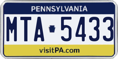 PA license plate MTA5433