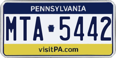 PA license plate MTA5442