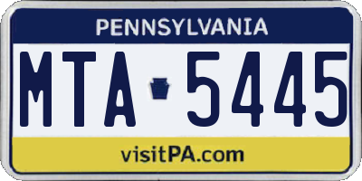 PA license plate MTA5445