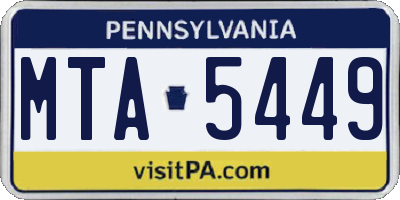 PA license plate MTA5449