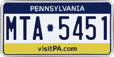 PA license plate MTA5451
