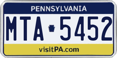PA license plate MTA5452