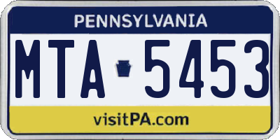 PA license plate MTA5453