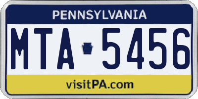 PA license plate MTA5456
