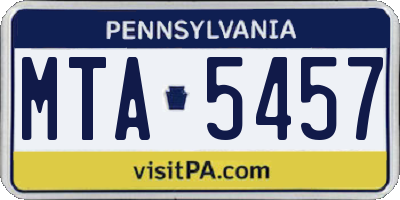 PA license plate MTA5457