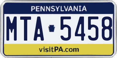 PA license plate MTA5458