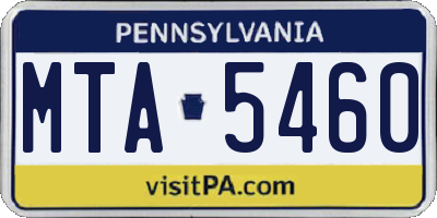 PA license plate MTA5460