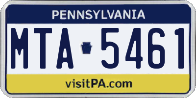 PA license plate MTA5461