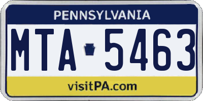 PA license plate MTA5463