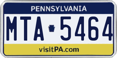 PA license plate MTA5464