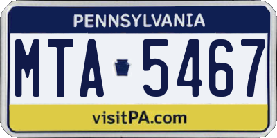 PA license plate MTA5467
