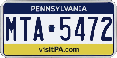 PA license plate MTA5472