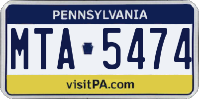 PA license plate MTA5474