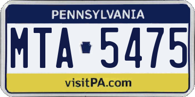 PA license plate MTA5475