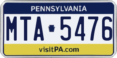 PA license plate MTA5476