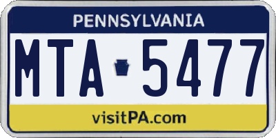 PA license plate MTA5477
