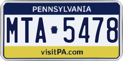 PA license plate MTA5478