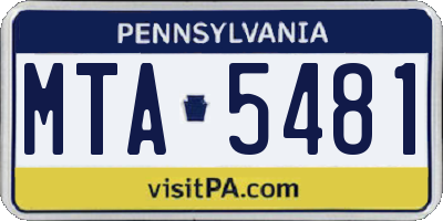 PA license plate MTA5481