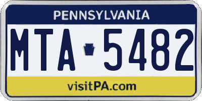 PA license plate MTA5482