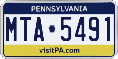 PA license plate MTA5491