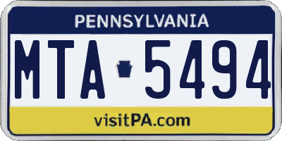 PA license plate MTA5494